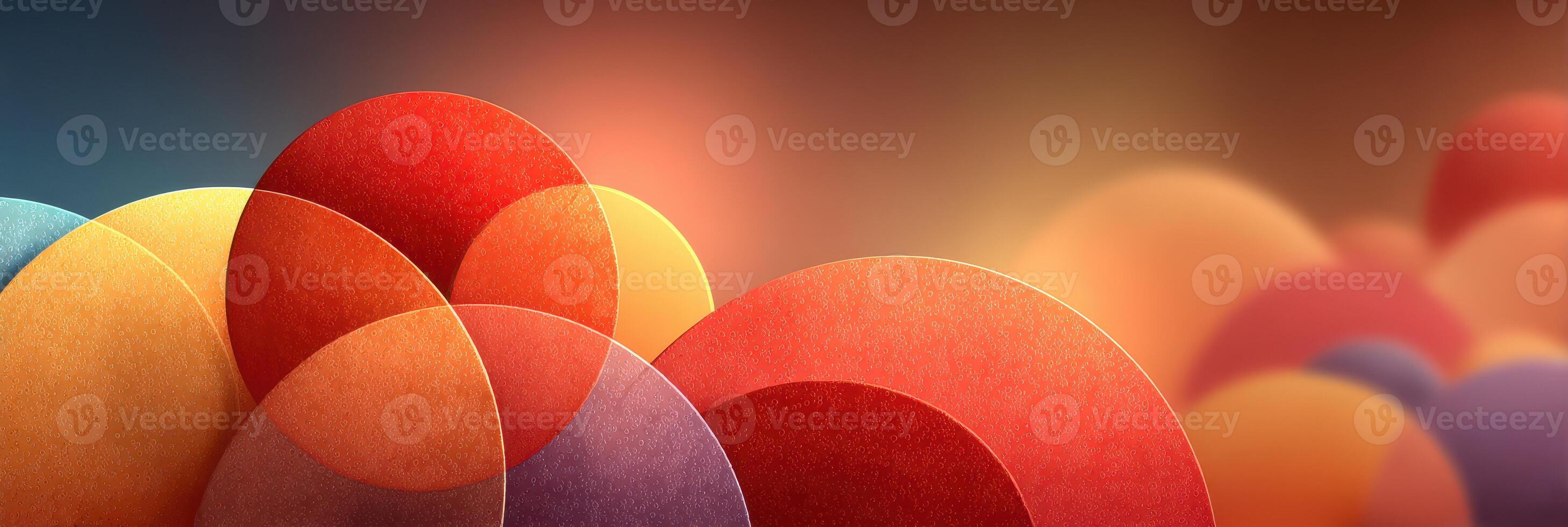 Colorful abstract circles in warm tones create an inviting and vibrant atmosphere in a modern design setting during the evening photo