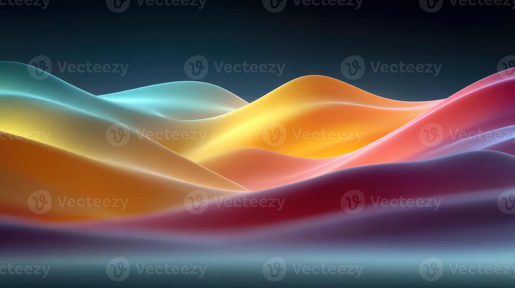Colorful abstract waves in a fluid design with smooth gradients captured in a digital landscape photo