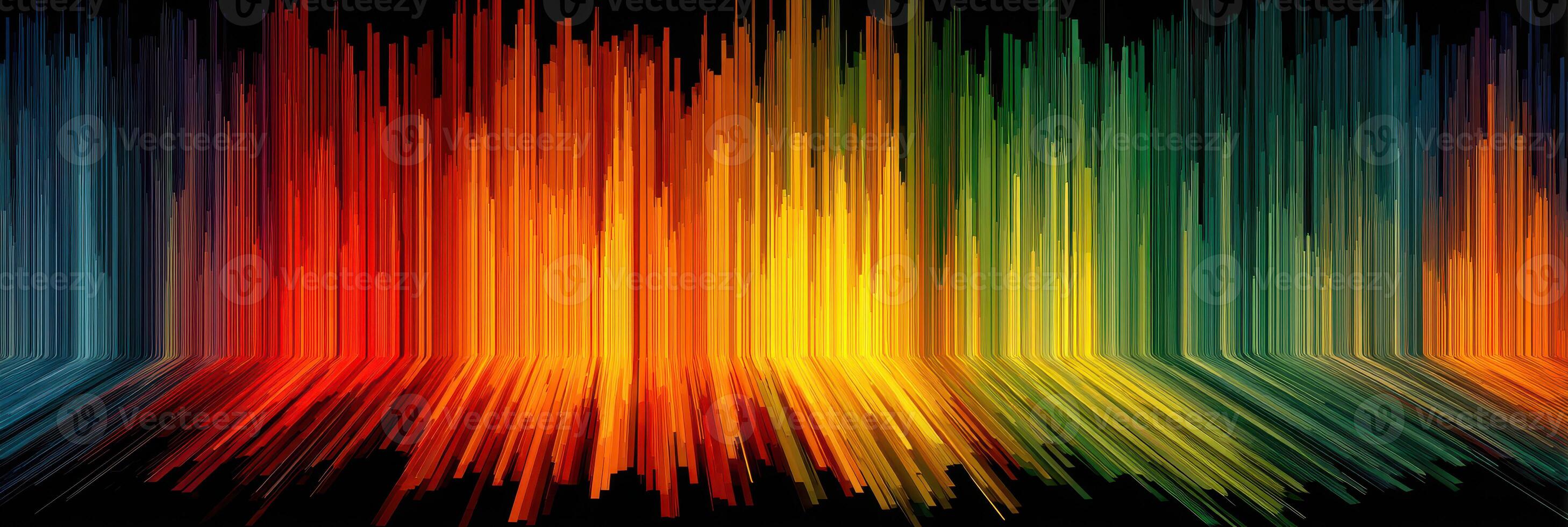 Colorful sound wave pattern visualizing music frequencies in a dynamic manner across a dark background photo