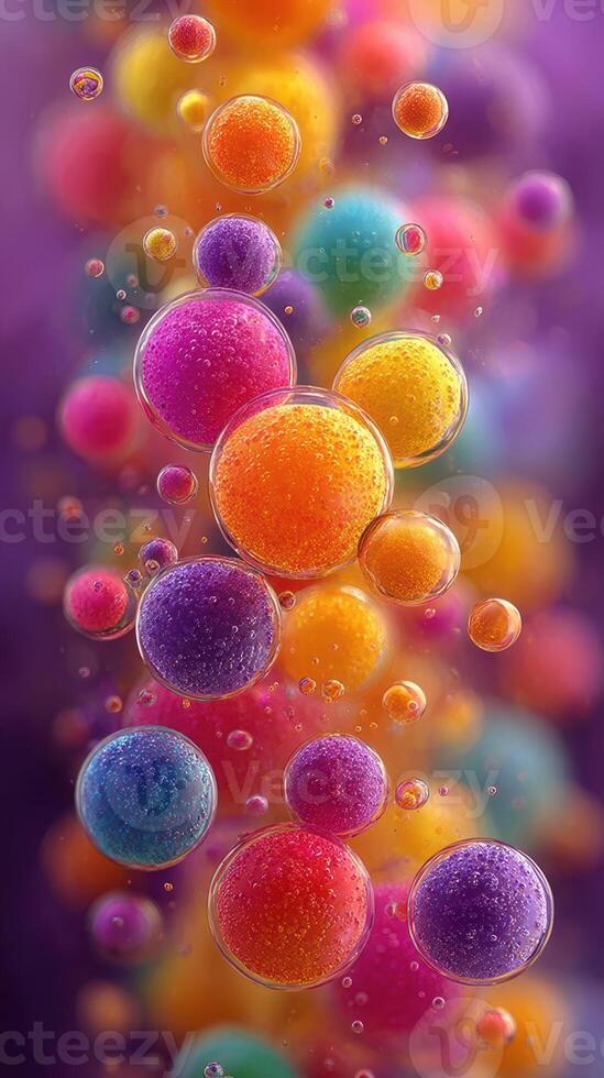 Colorful spheres float gracefully in a dreamy background filled with vibrant hues photo
