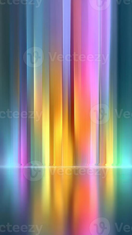 Colorful light reflections create a mesmerizing abstract display in a serene atmosphere at twilight photo