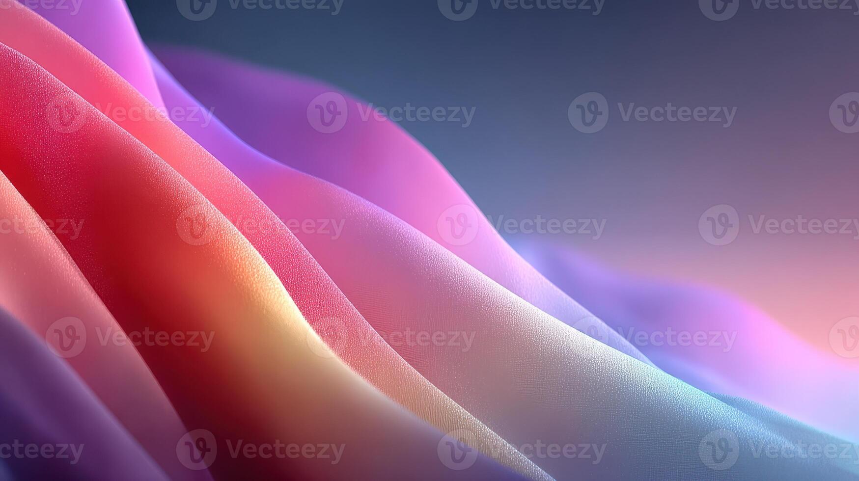 Colorful abstract waves of fabric create a beautiful gradient under soft lighting in a serene atmosphere photo