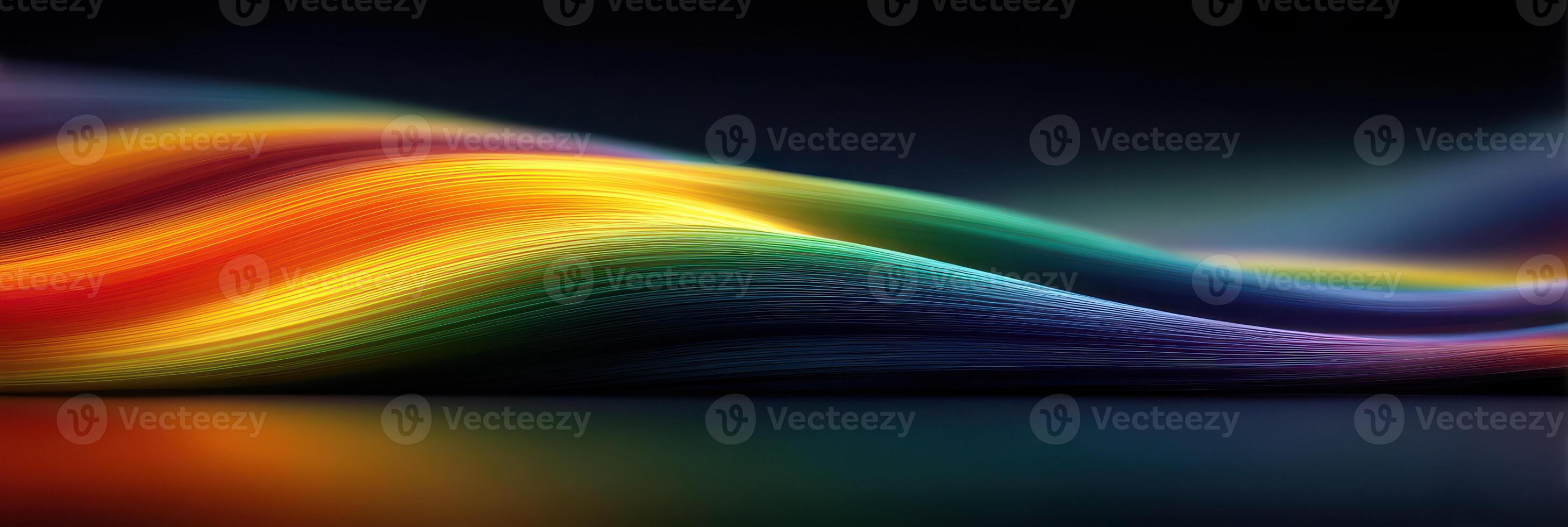 Vibrant waves of color flowing across a dark background create a dynamic visual experience and evoke a sense of motion and energy photo