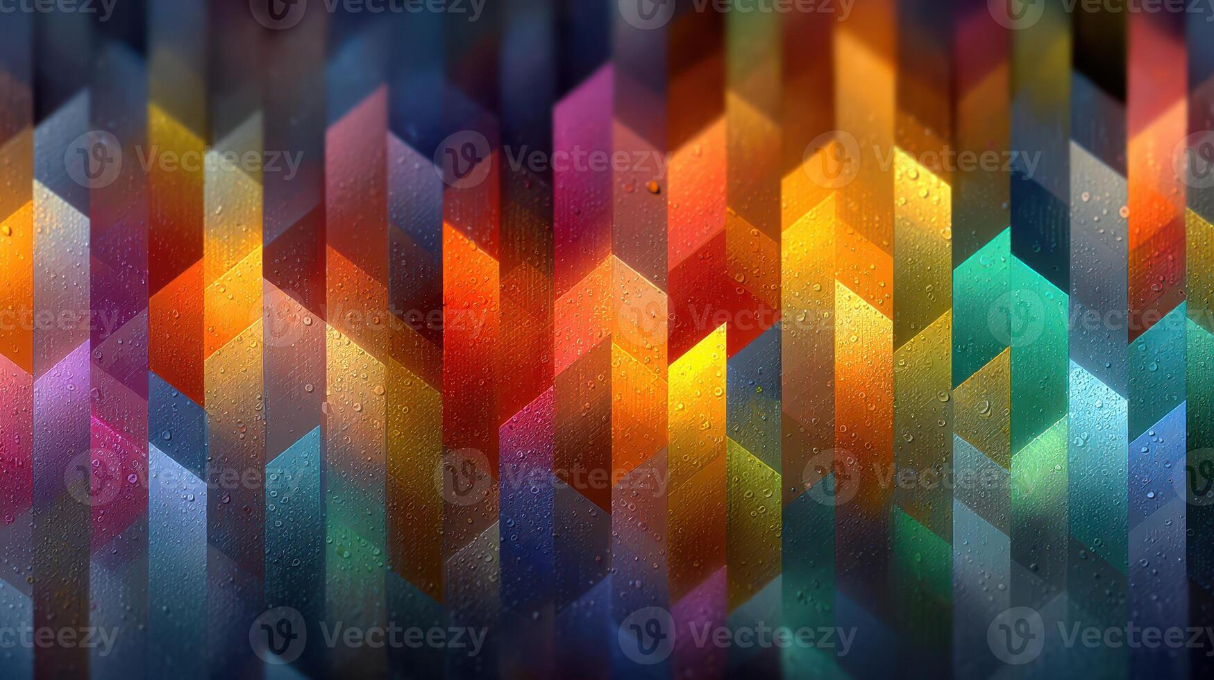 Vibrant geometric patterns create an eye-catching abstract design showcasing color and light fluctuations photo