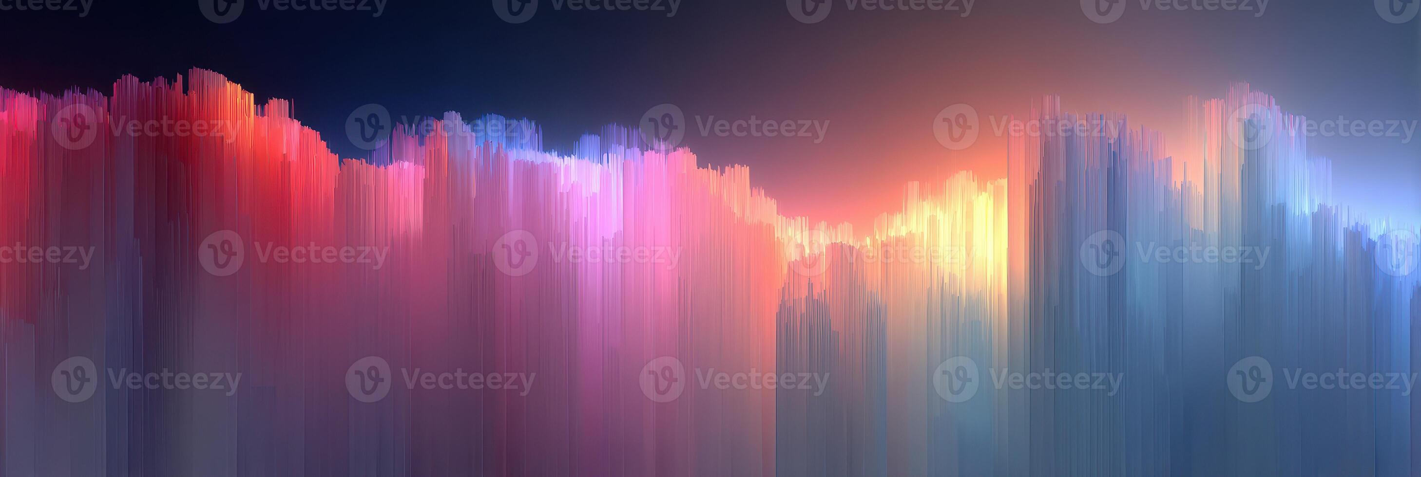 Abstract landscape artwork with vibrant colors and layered textures showcasing a stunning blend of hues at dawn photo