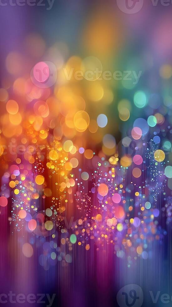 Colorful bokeh lights create a vibrant atmosphere at the evening celebration in a scenic outdoor setting photo