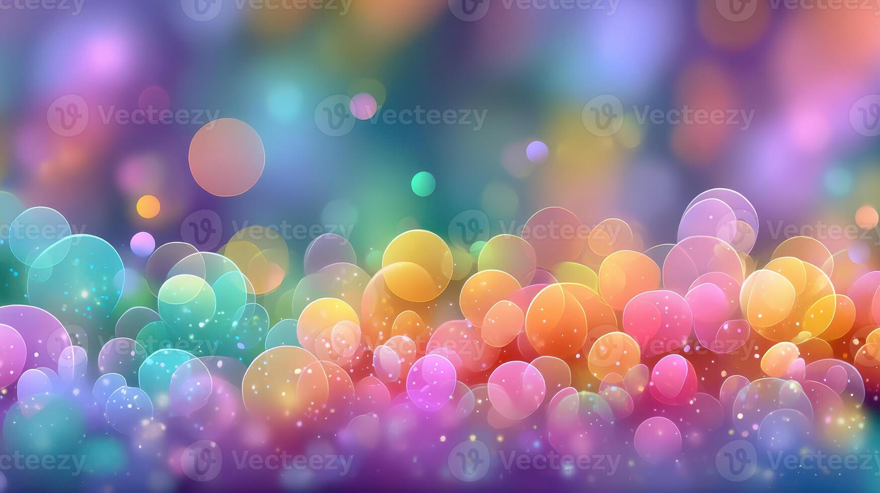 Colorful abstract bubbles create a vibrant backdrop filled with playful reflections and sparkling highlights photo