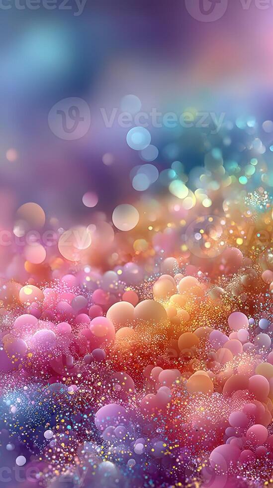 Colorful abstract background with bubbles and light reflections creating a dreamy atmosphere in soft pastel tones photo