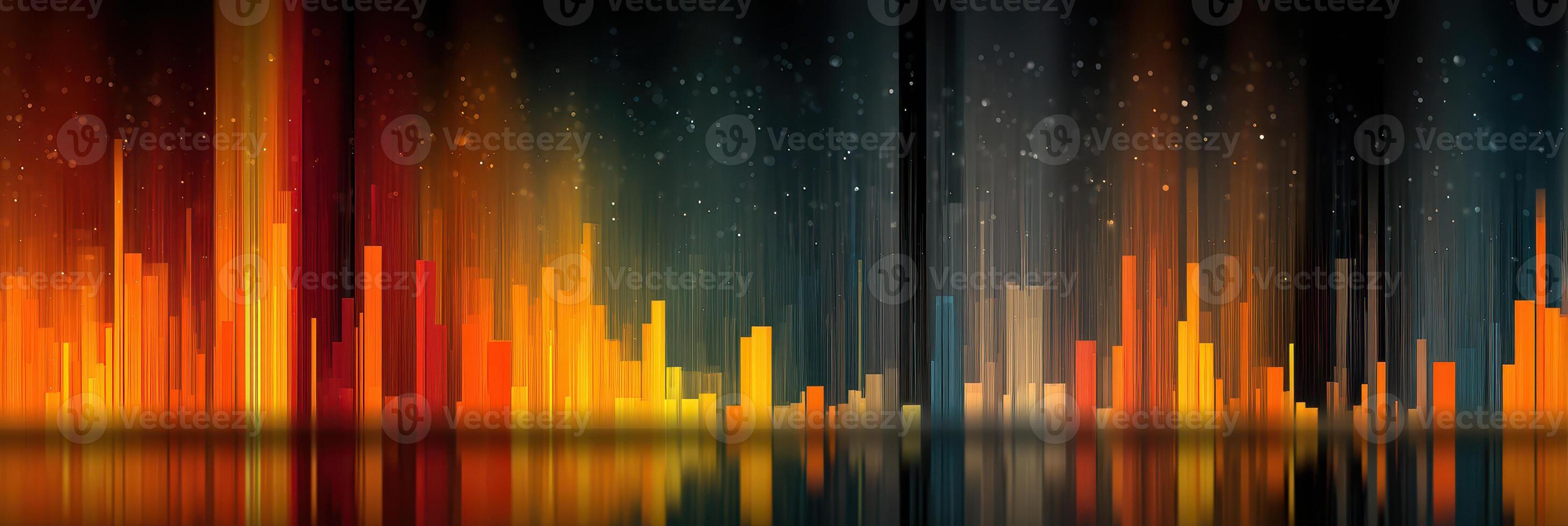 Colorful digital soundwave pattern representing sound frequencies in vibrant tones during nighttime photo