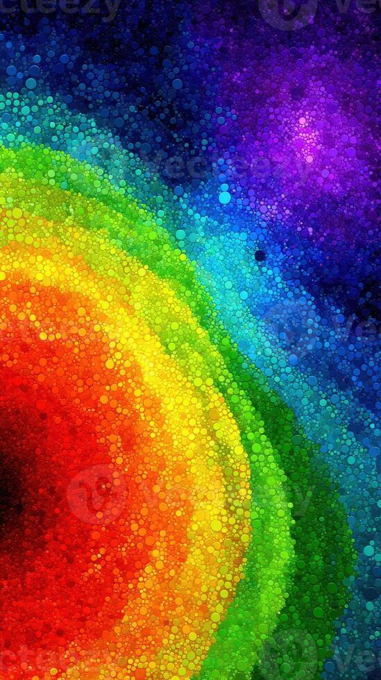 Vivid abstract pattern with rainbow colors and circular dots creating a cosmic feel photo