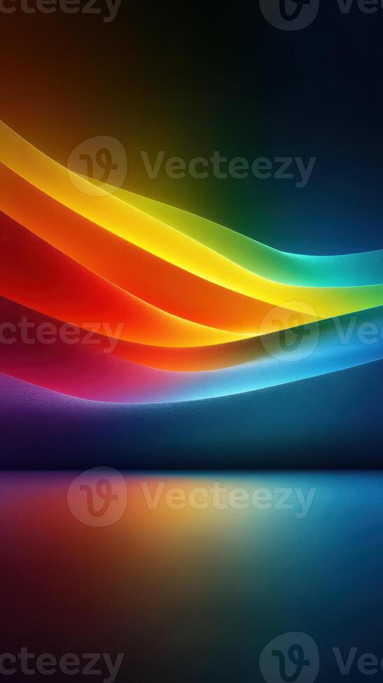 Colorful light waves ripple across a dark background creating a vibrant visual display in a digital setting photo