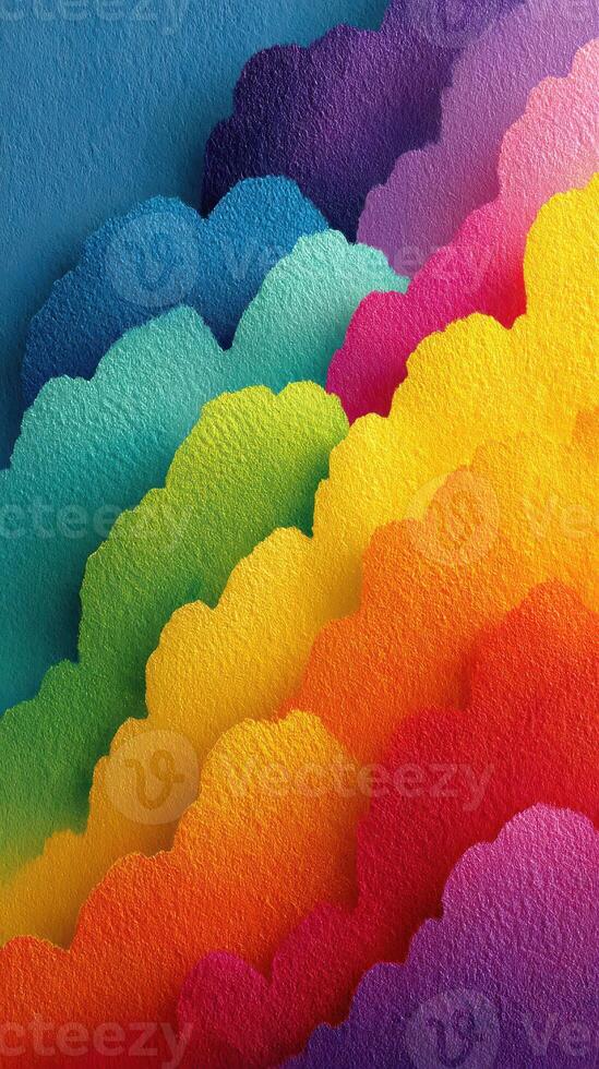 Vibrant layered colors creating a striking abstract design in a dynamic composition of shapes and hues photo
