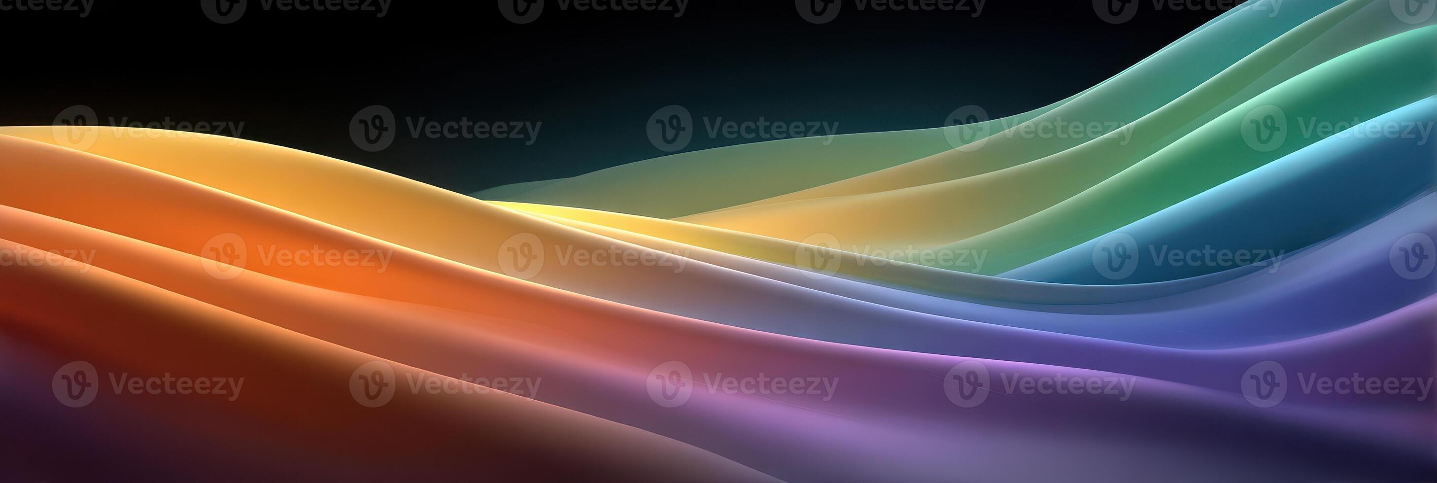 Colorful wave patterns blending smoothly in a vibrant abstract landscape during digital art creation photo