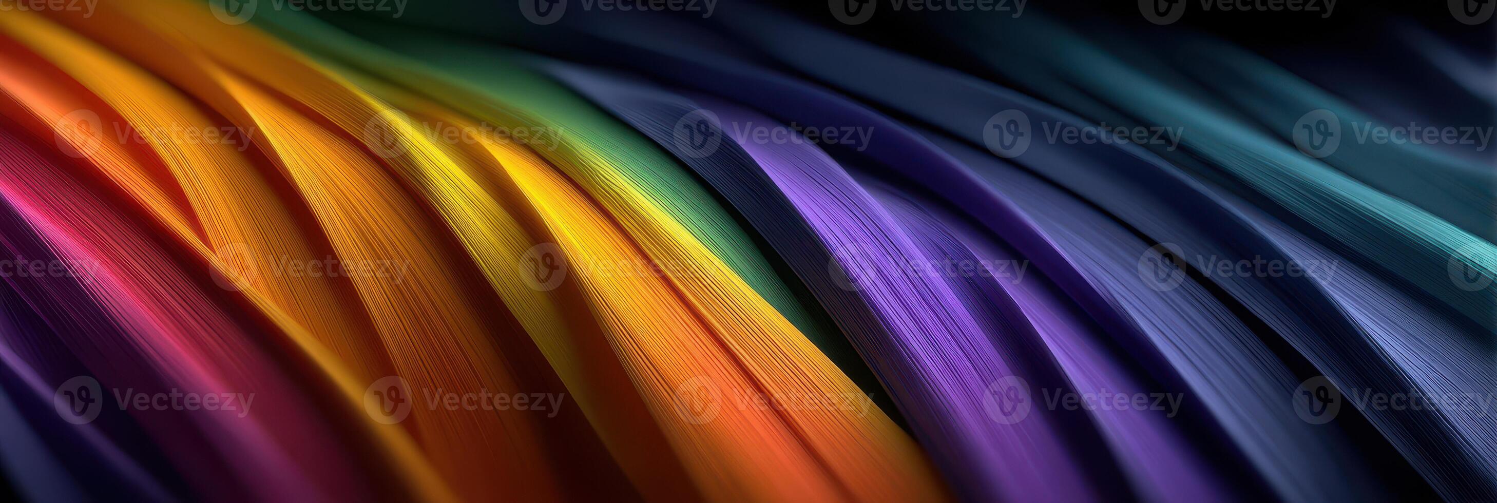 Colorful fabric waves display vibrant hues blending smoothly in artistic flow photo