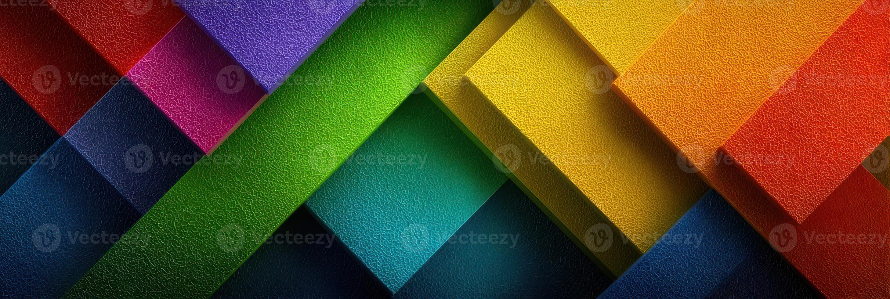Vibrant arrangement of colorful textured foam sheets in a creative display of geometric patterns photo