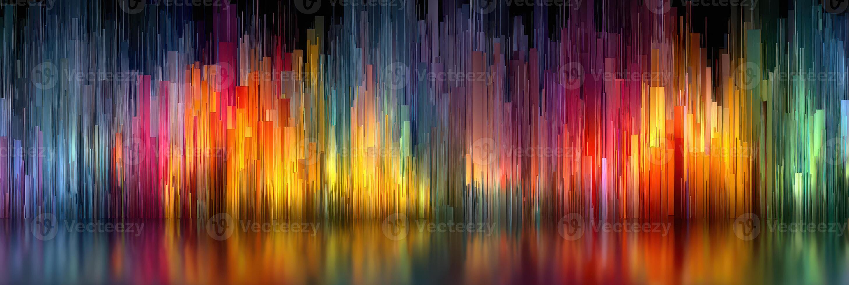 Vibrant abstract patterns reflecting dynamic colors in a stunning visual display across a dark background photo