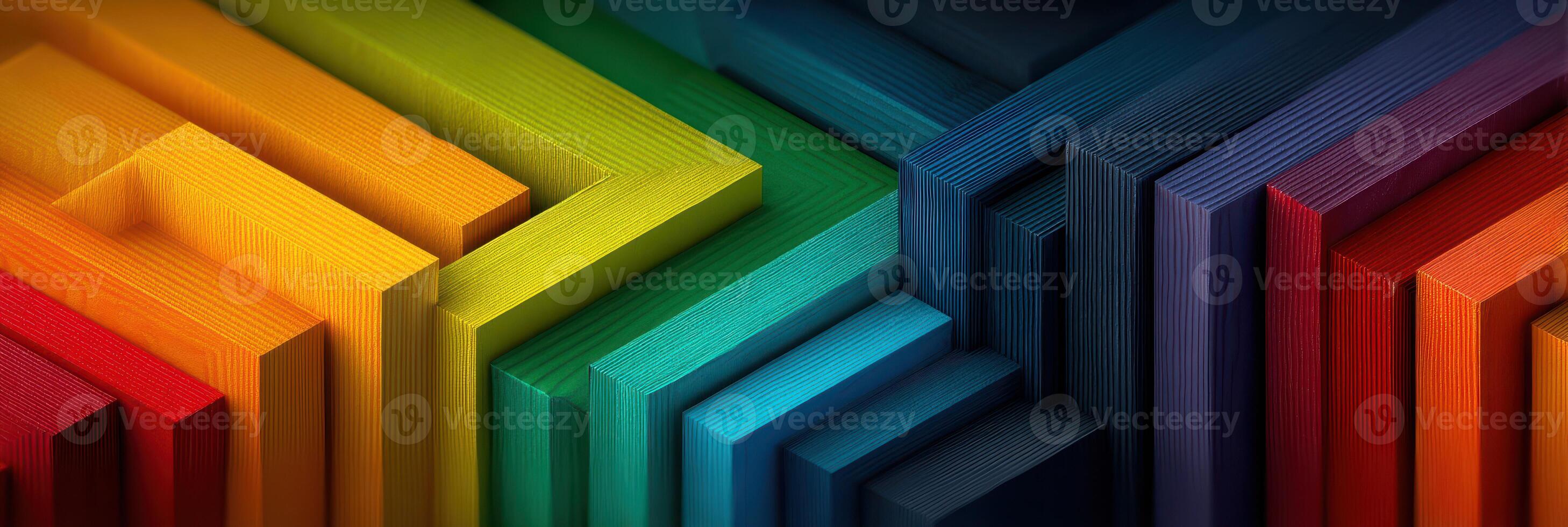 Colorful geometric patterns created using layered paper in vibrant hues photo