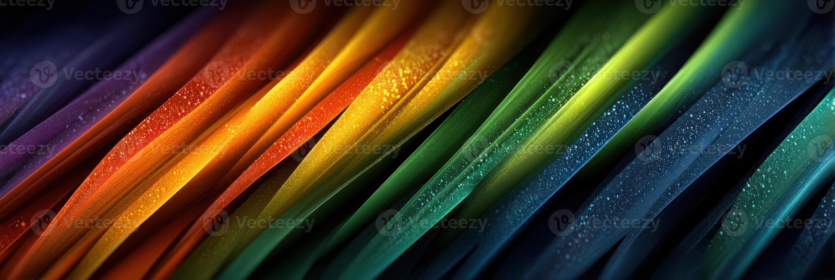 Colorful waves of fabric with water droplets create a vibrant display in an artistic setting photo