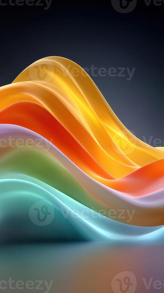 Colorful wavy patterns flowing gracefully on a dark background creating a serene and artistic atmosphere photo