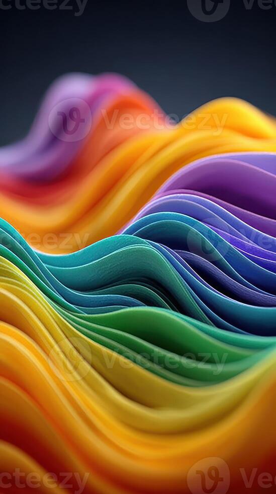 Colorful waves of paper-like material create a vibrant abstract composition emphasizing fluidity and motion in design photo
