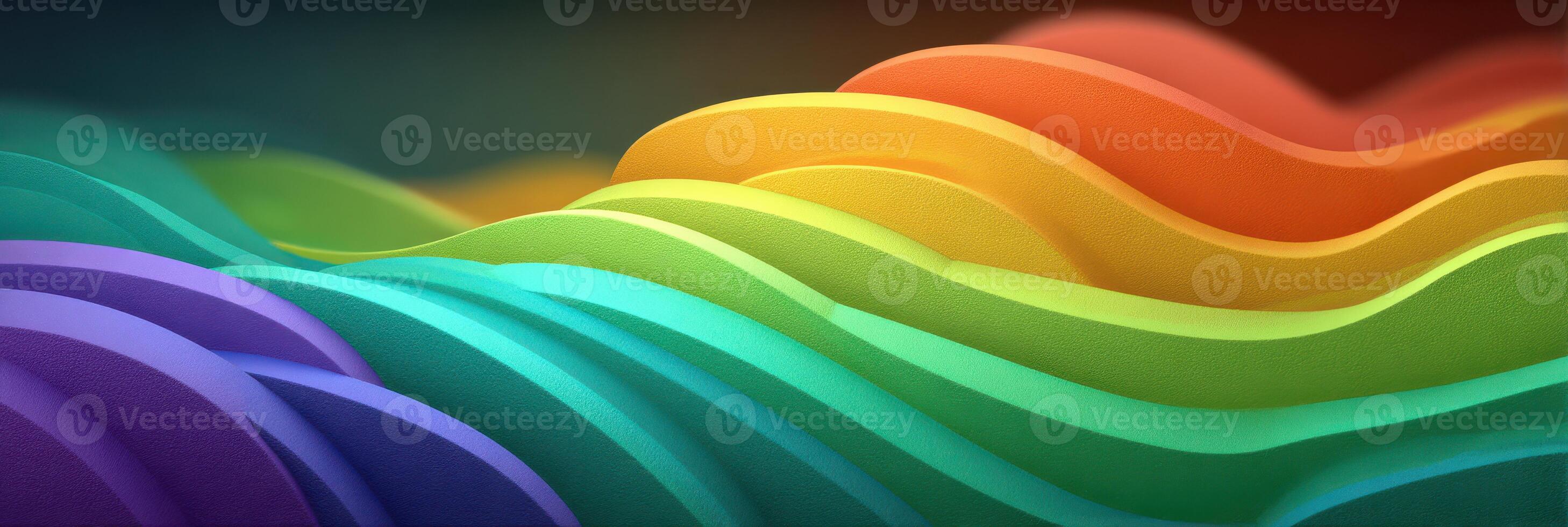Colorful abstract waves flowing smoothly in vibrant shades under a dark background at night photo