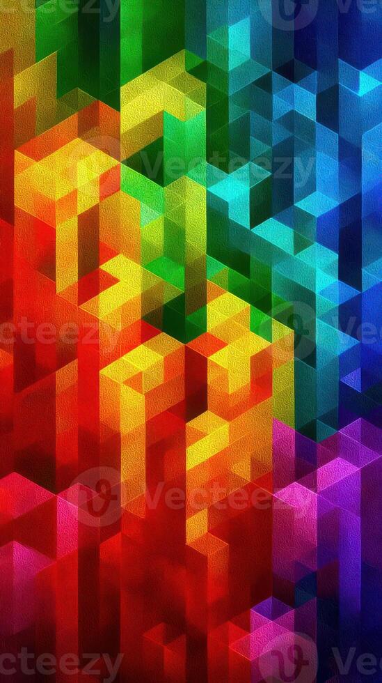 Colorful geometric abstract pattern with vibrant hues and dynamic shapes in a modern design photo