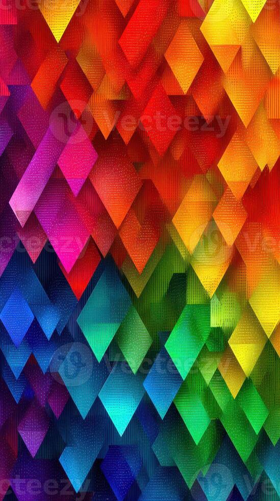 Colorful abstract geometric pattern with vibrant hues and dynamic shapes creates a lively artistic expression photo