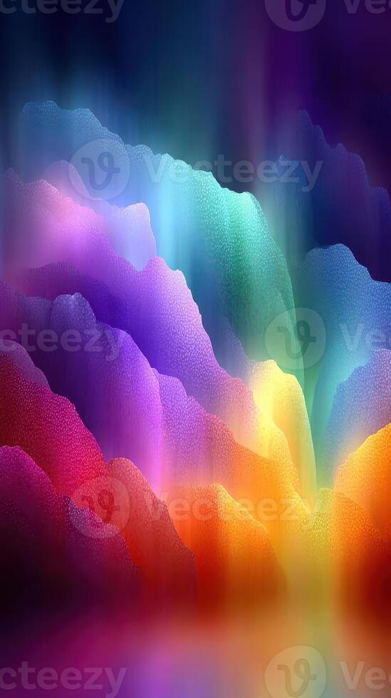 Colorful abstract landscape with vibrant hues in swirling patterns at twilight photo