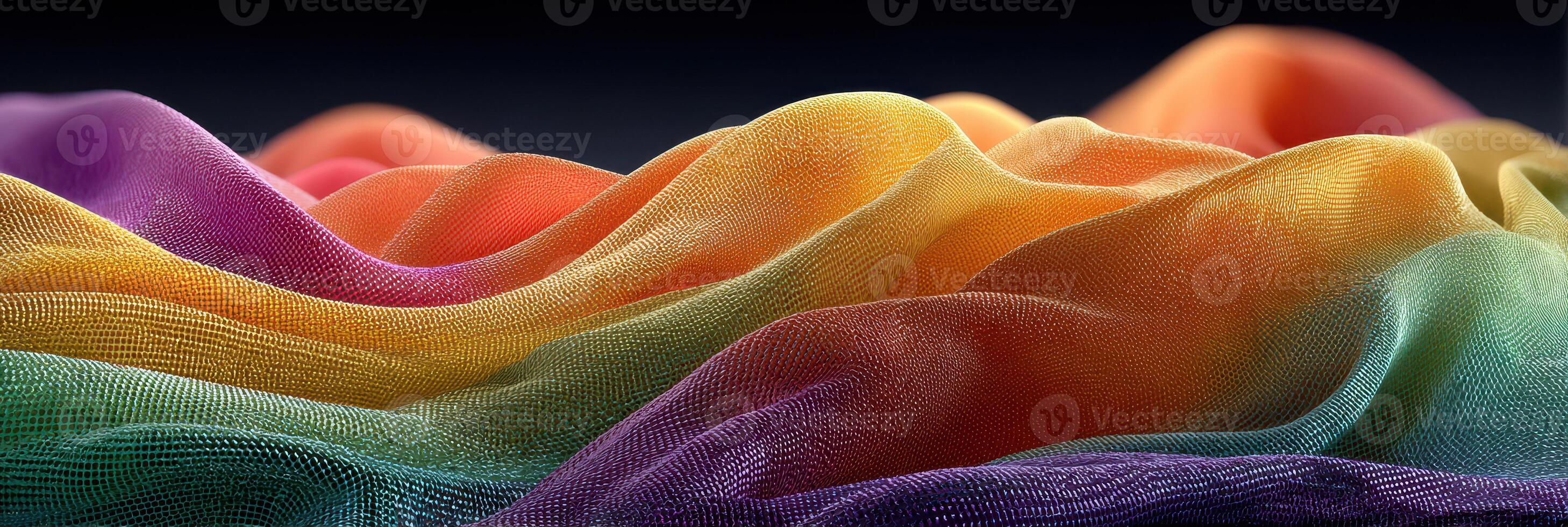 Colorful fabric waves resemble vibrant hills in a soft gradient under soft light photo