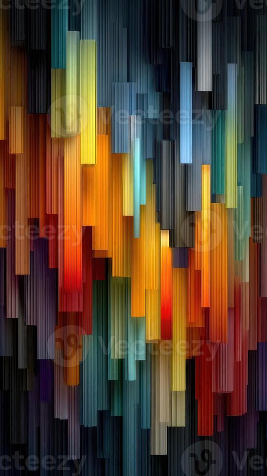 Vibrant abstract artwork with vertical strips of color exhibiting a dynamic interplay of hues and textures photo