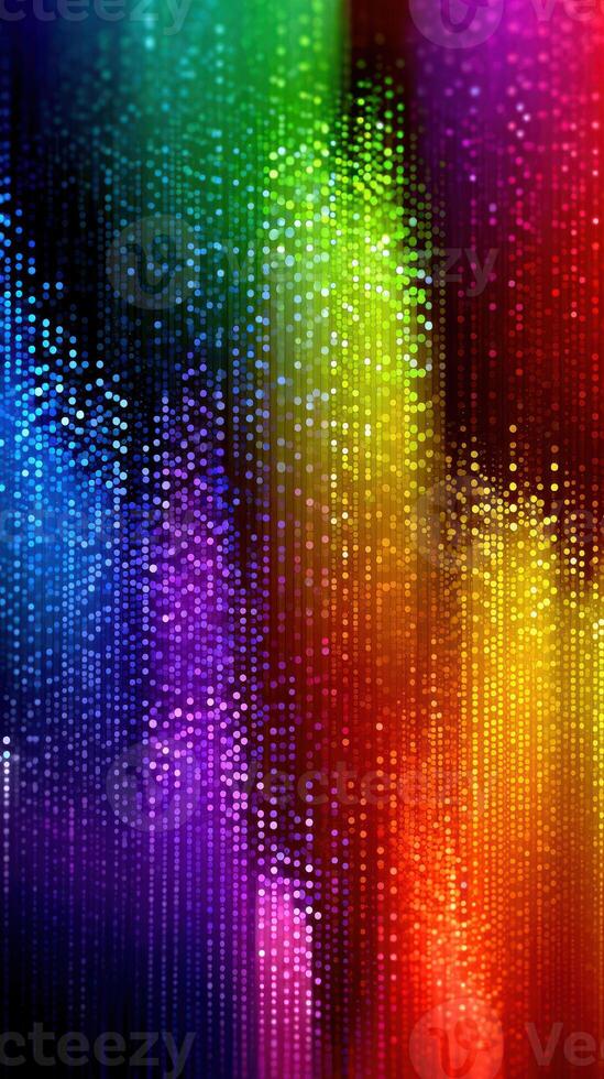 Colorful abstract digital pattern featuring vibrant dots creating a rainbow effect in a striking display of light and colors photo