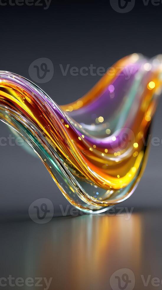 Colorful glass waves create a stunning visual display in an artistic setting photo