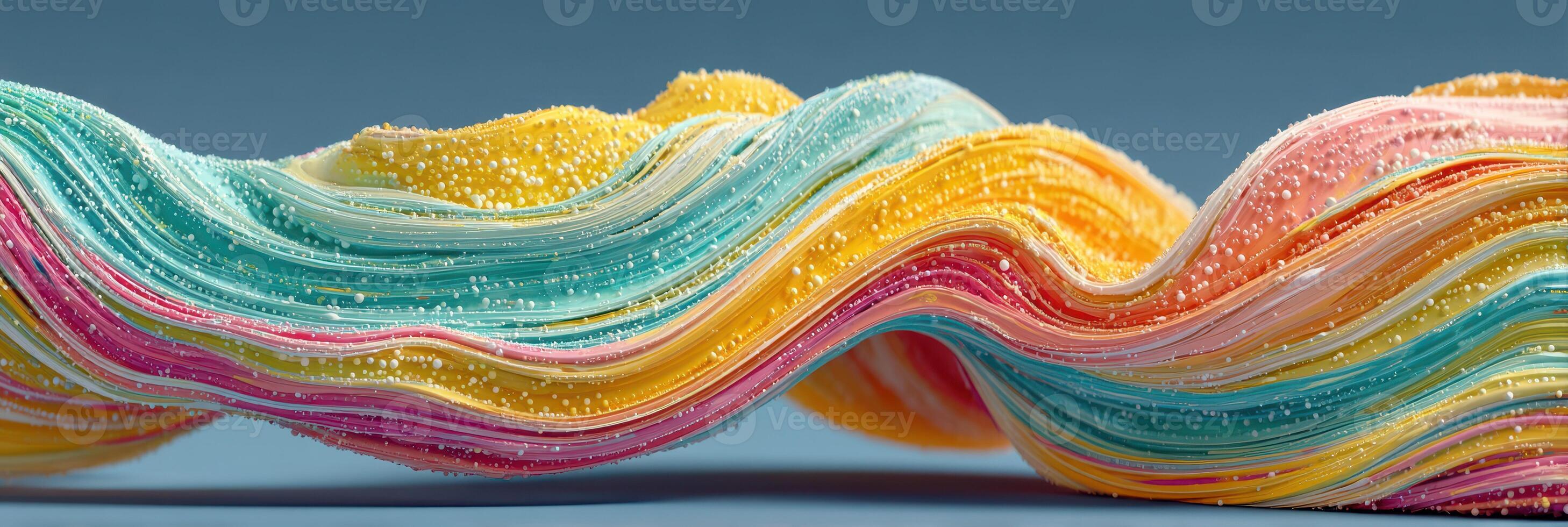 Colorful wave of pastel clay creating a vibrant and intricate design on a smooth surface photo