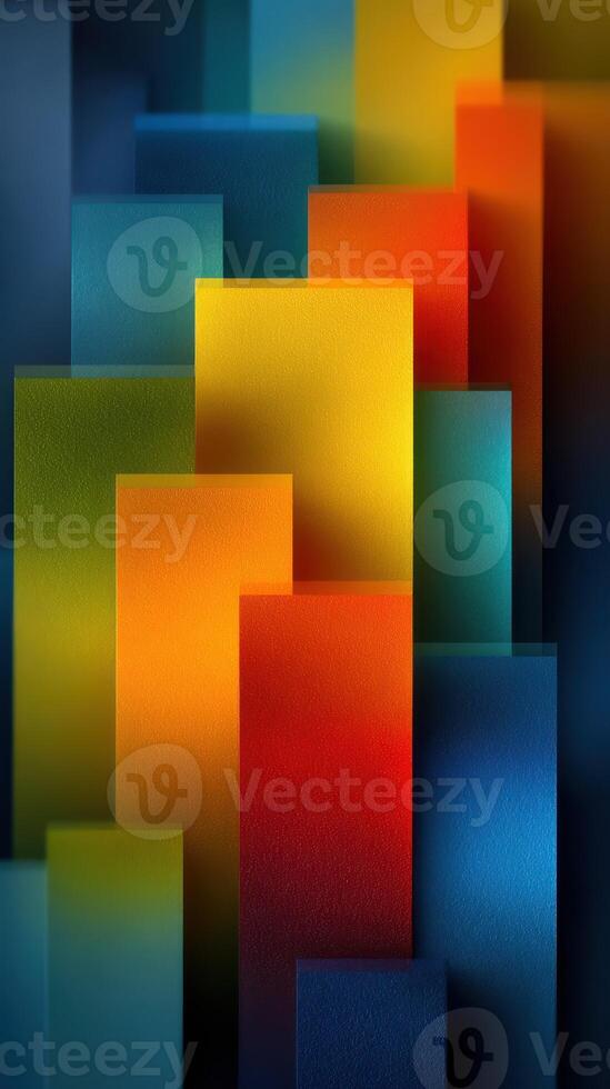 Colorful geometric shapes create a modern abstract art composition in vibrant hues and gradients photo