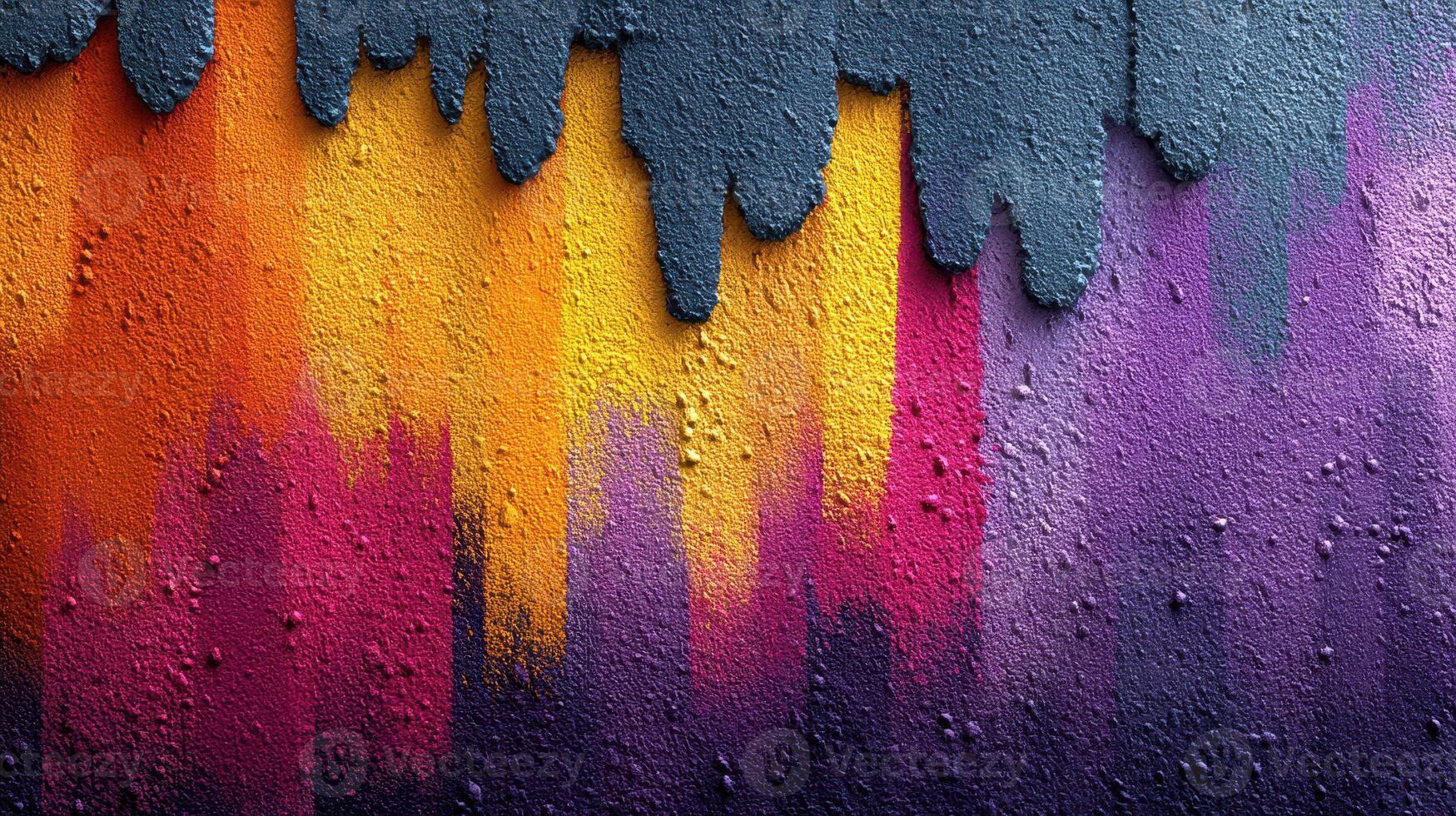 Colorful abstract mural in urban setting showcasing vibrant hues and artistic expression at sunset photo