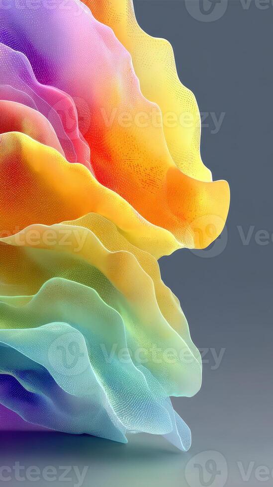 Colorful abstract design featuring flowing layers in vibrant hues against a neutral background photo