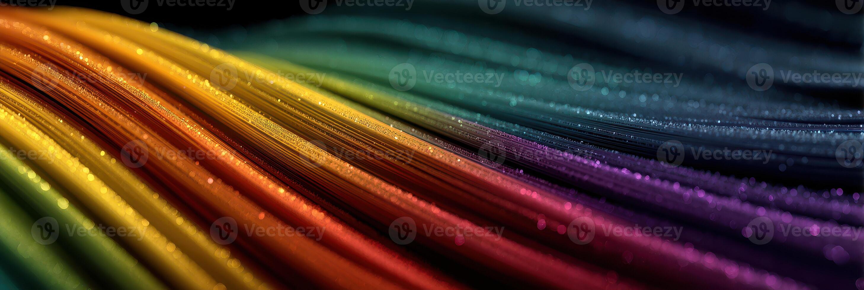 Vibrant colorful waves flowing with intricate patterns under soft lighting at nighttime studio environment photo