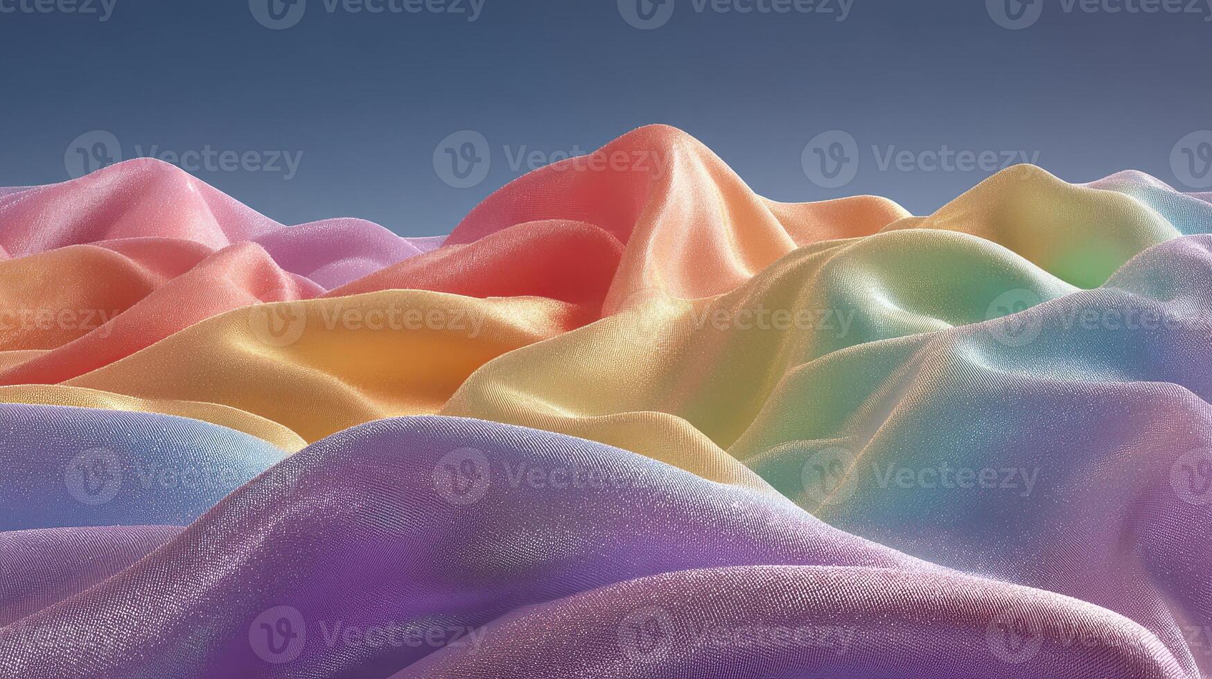 Silky fabric in vibrant pastel shades resembling rolling hills during a clear day photo
