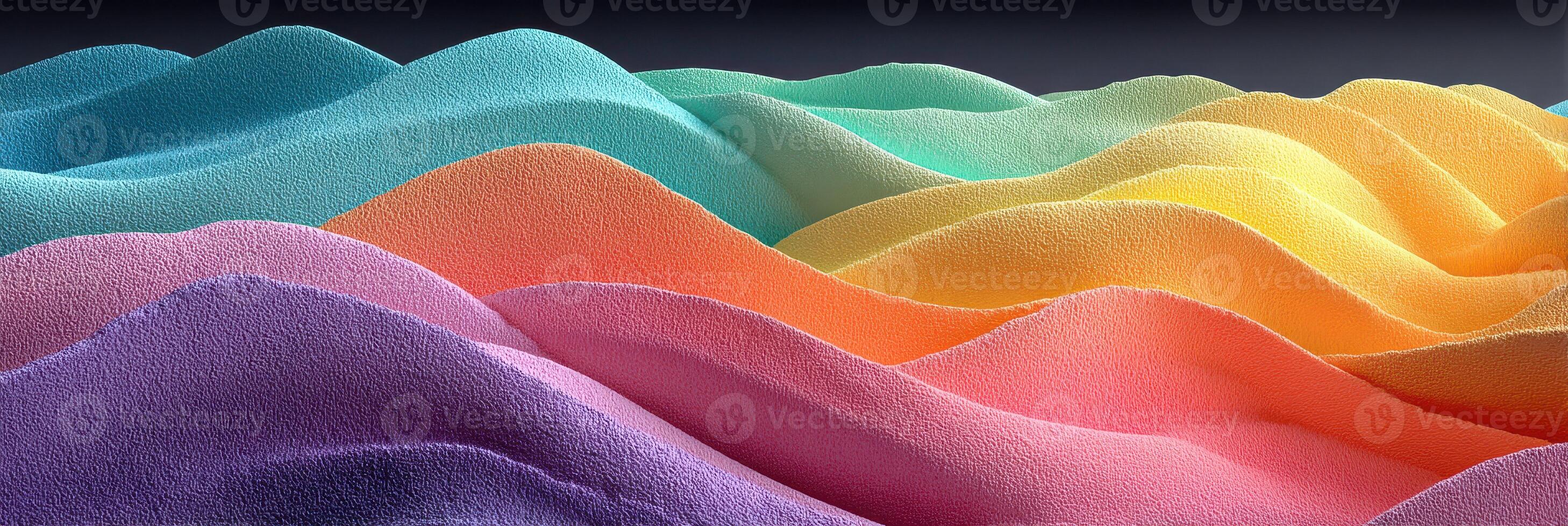 Colorful waves of sand textures create an abstract design in a striking landscape photo