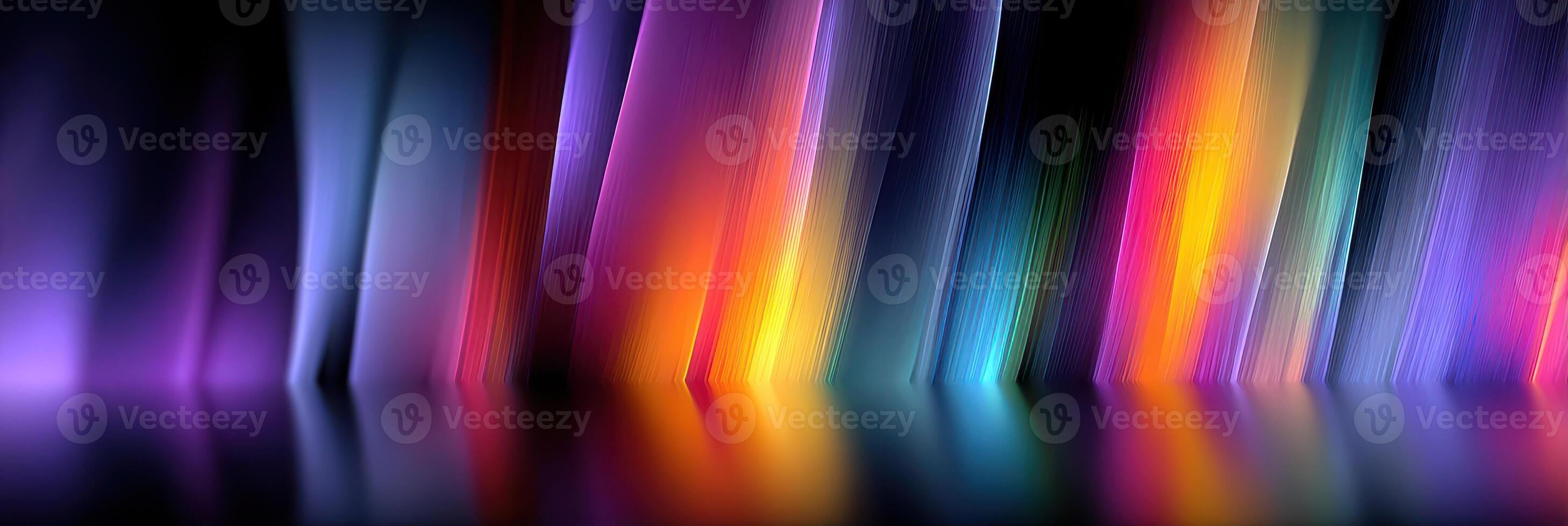 Vibrant light patterns reflecting on a smooth surface creating a mesmerizing display of colors photo