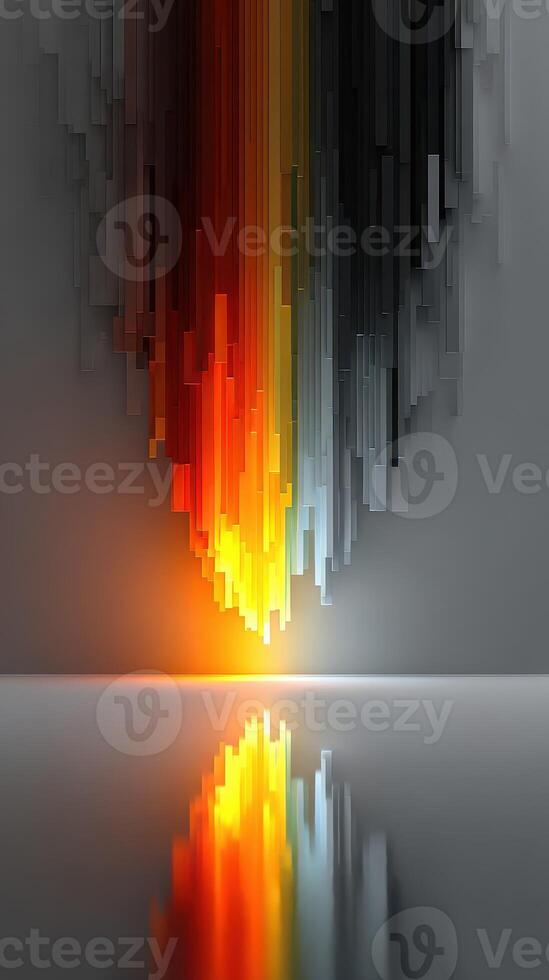 Colorful light abstract artwork featuring vibrant tones reflecting on a smooth surface in a digital art display photo