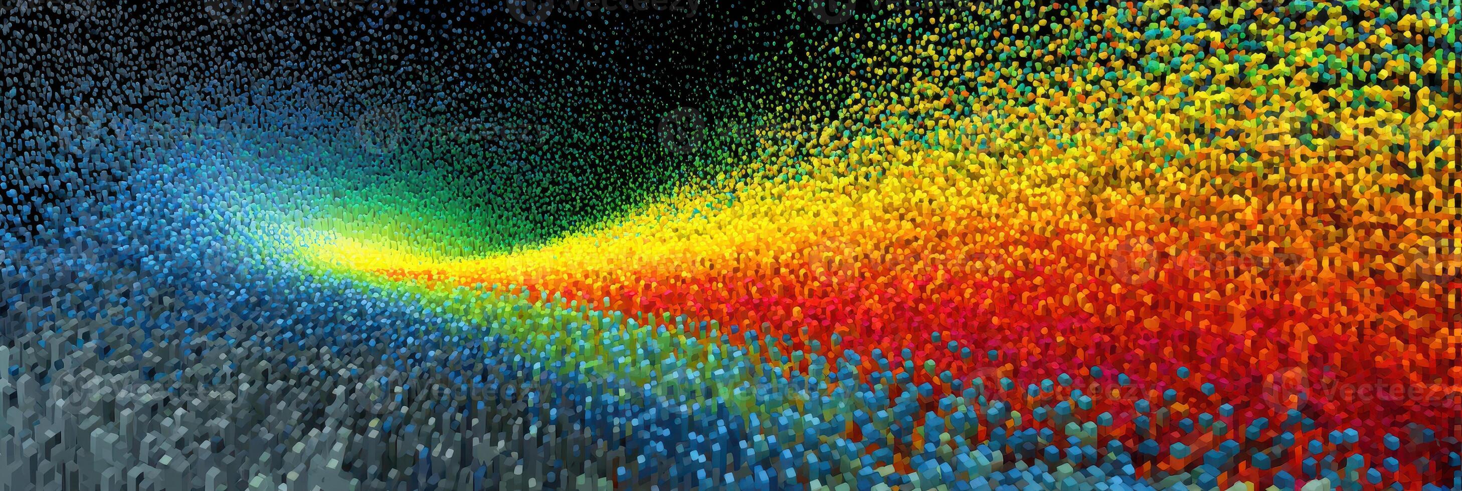 Colorful particle flow creating a dynamic spectrum in a digital artwork photo