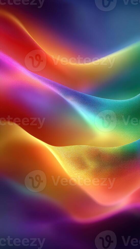 Vibrant flowing fabric showcasing a spectrum of colors in a soft, ethereal wave pattern photo