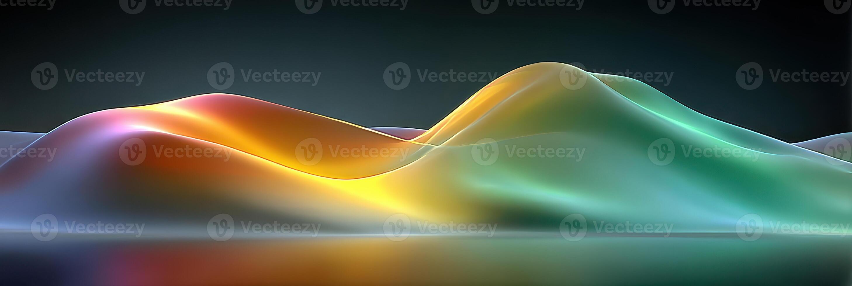 Colorful abstract landscape design inspired by waves of flowing liquid in a gradient of vibrant hues at dusk photo