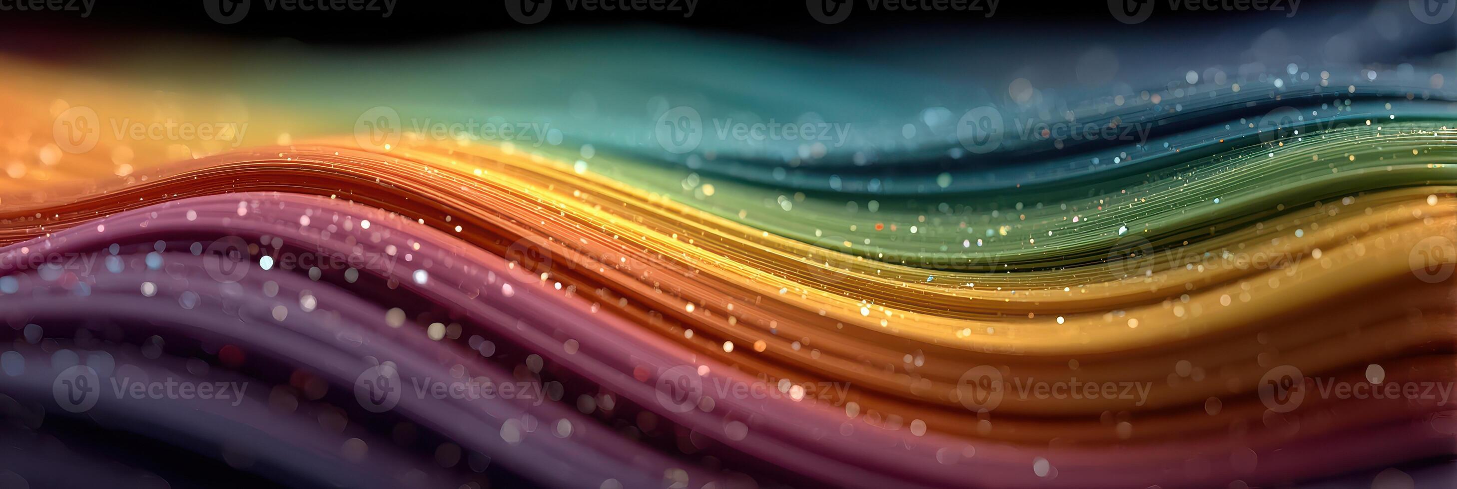 Colorful abstract waves flowing in a smooth gradient showcasing vibrant hues and sparkles photo