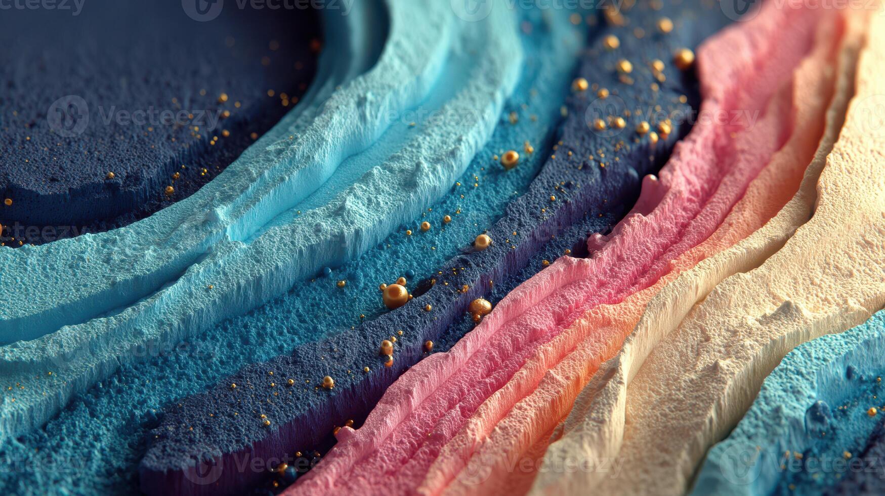 Colorful abstract texture showcases layered sand and powder patterns inspired by nature's landscape in a vibrant artistic arrangement photo