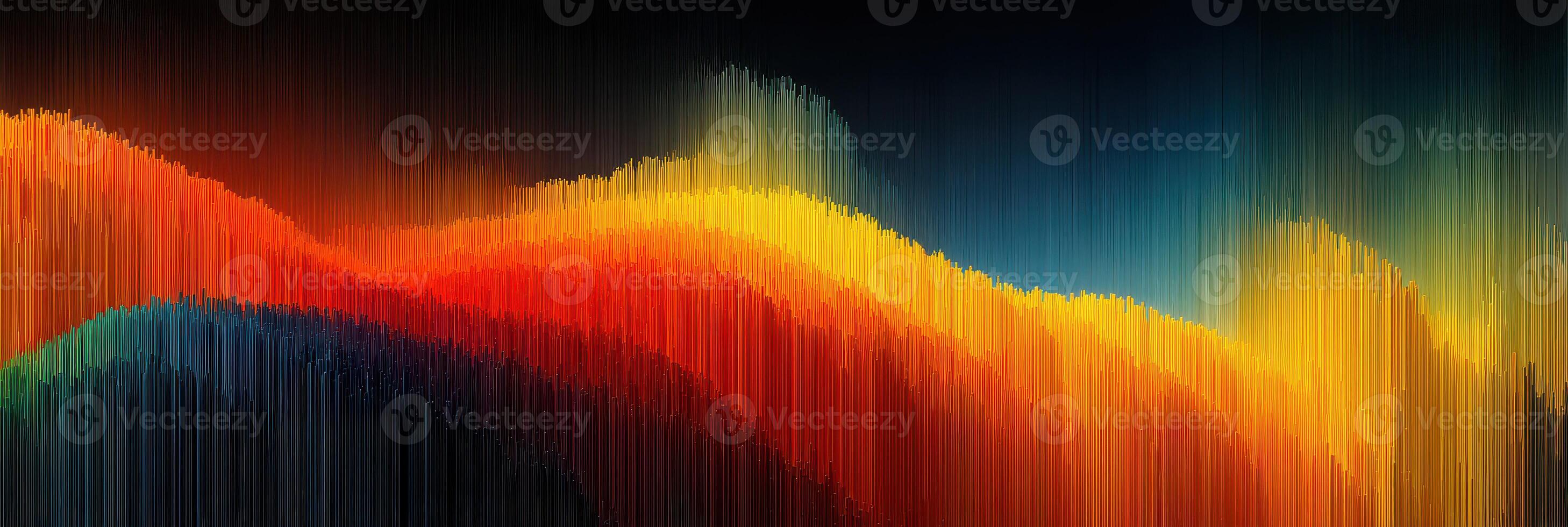 Vibrant abstract landscape with waves of color representing energy and emotion photo