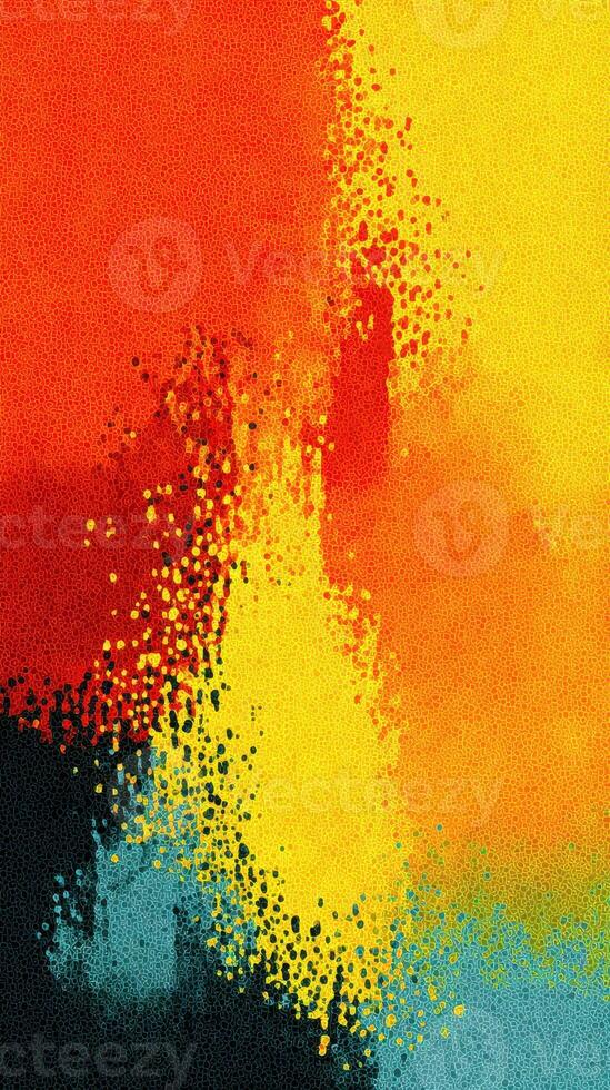 Vibrant abstract artwork with splashes of red, yellow, and blue blending together in an energetic composition photo