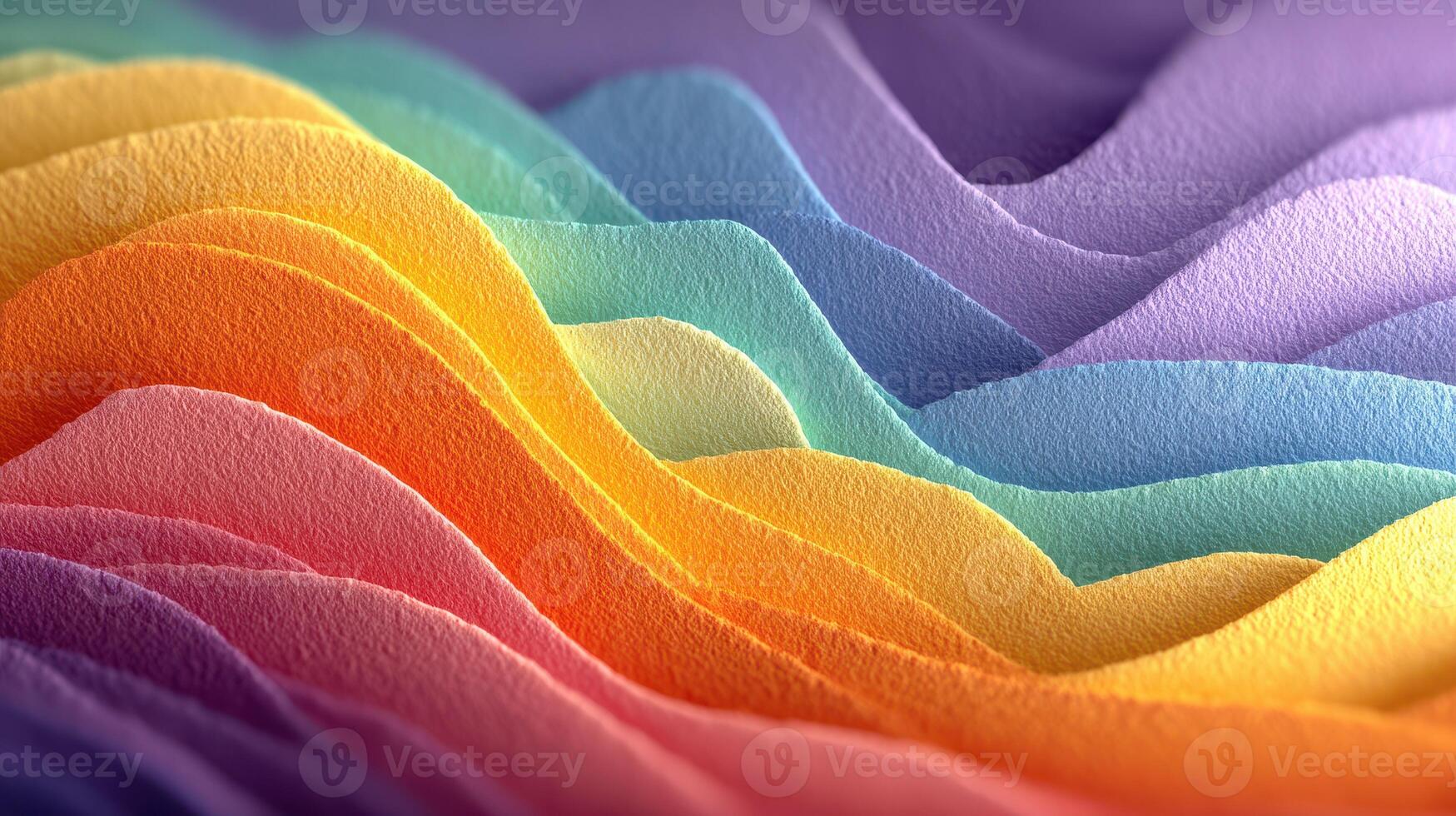 Colorful layered paper waves create a vibrant abstract landscape displaying smooth transitions and gradients photo