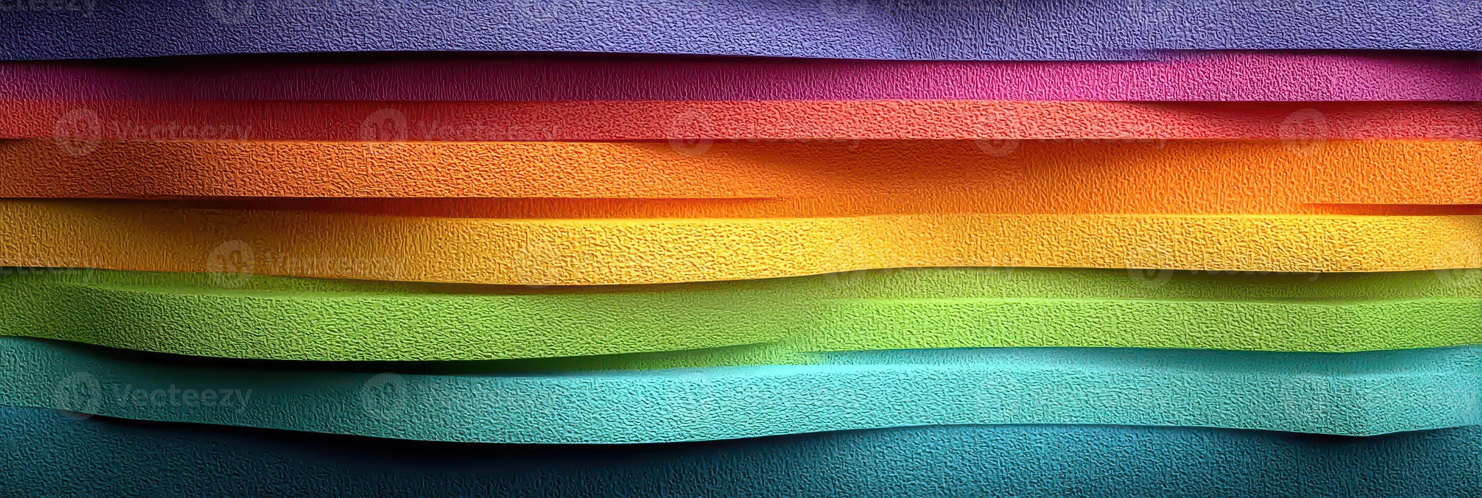 Colorful layers of foam sheets arranged in rainbow gradient pattern for crafting and creative projects photo